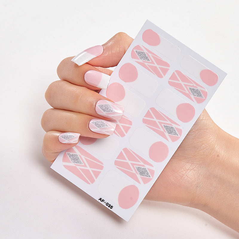 Every Shade of You nail art kit featuring pink and silver designs on a hand holding a sticker sheet.