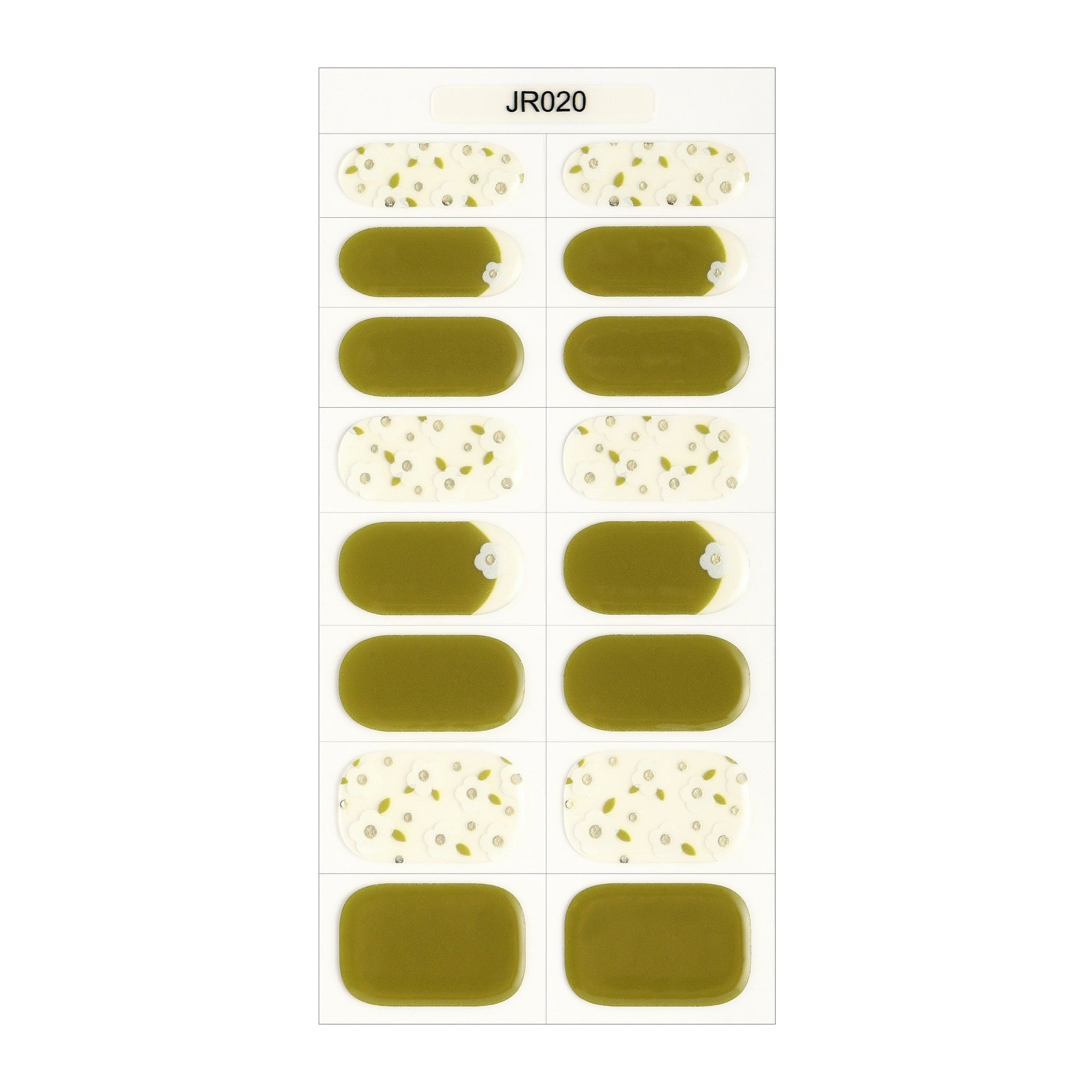 The Designer Gel Edit features various gel nail designs in green and beige, arranged in a grid format.