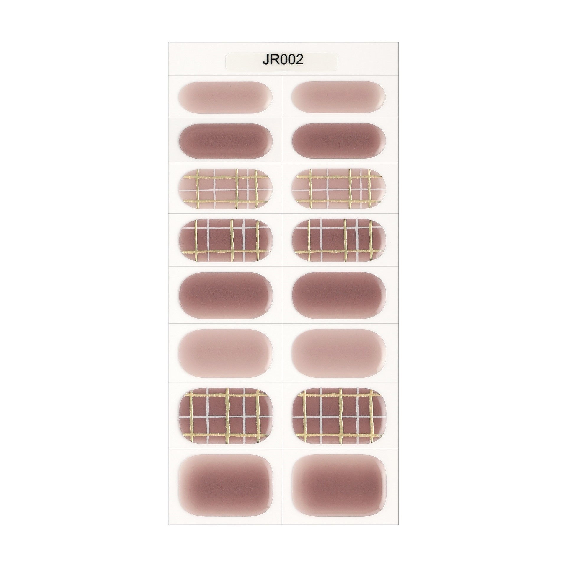 The Designer Gel Edit features a nail art set with various gel nail designs in pink and beige tones, including checkered p...