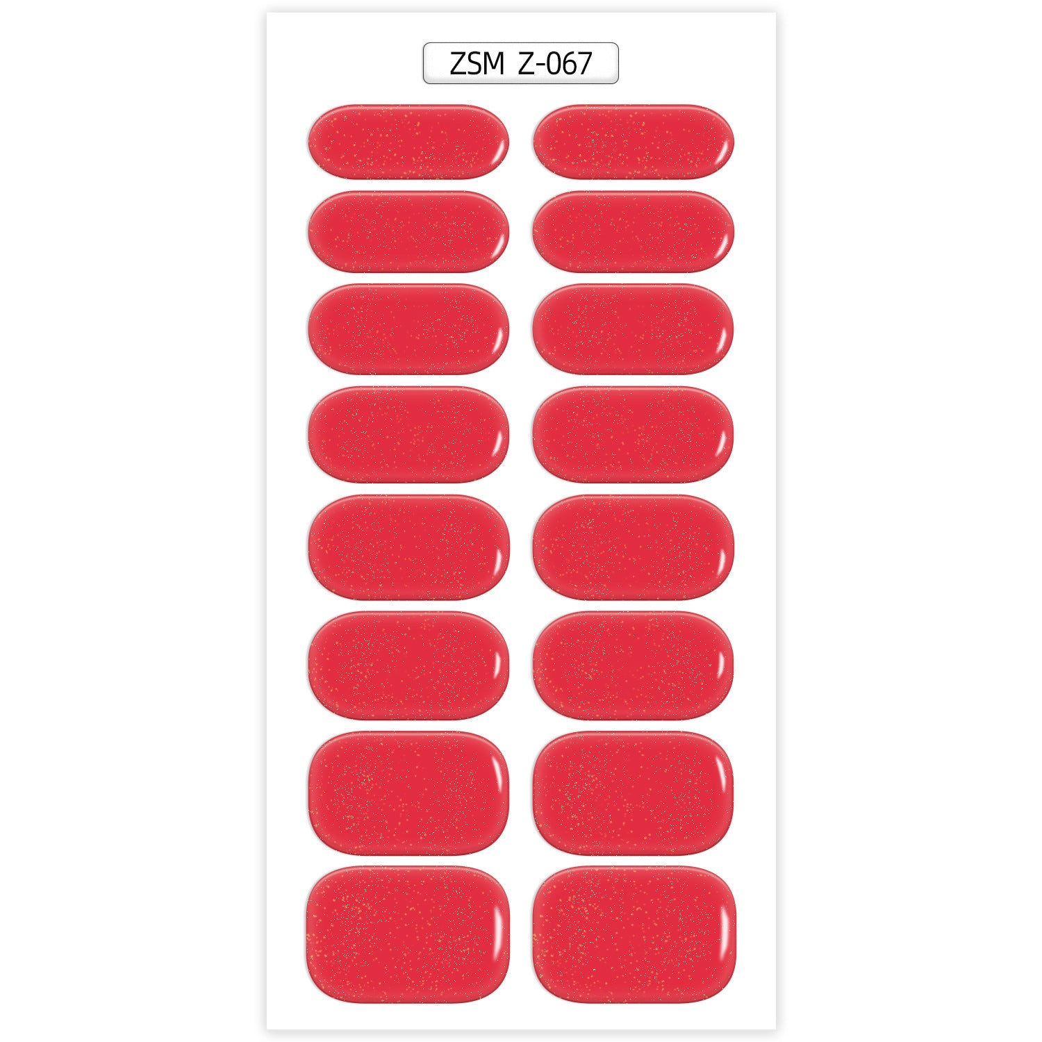 Crystal Chrome fashion nail wraps in a vibrant red color with a glossy finish, arranged in a rectangular sheet.