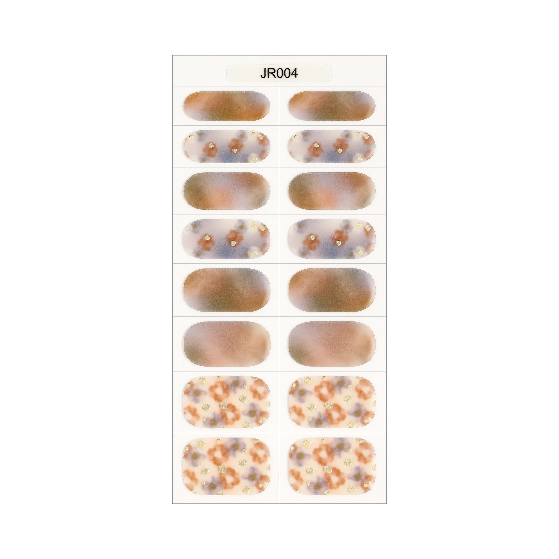 Floral nail art stickers featuring pastel designs on a clear sheet, arranged in various oval shapes.